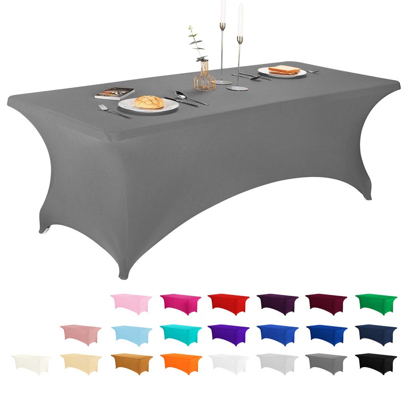LZY Spandex Fitted Stretch Table Cover for 6 ft or 4ft or 8ft Folding Table, Rectangular Cocktail Tablecloth, Perfect for Party or Banquet - Image 1